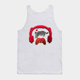 Christmas Tiger - Gaming Music Headphones - Christmas Holiday Gift Tank Top